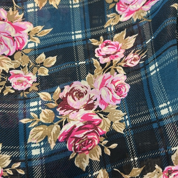 EUC- LulaRoe Shirley -Size Small Kimono w/Angel sleeves. Navy Plaid w/ Floral - Picture 6 of 6